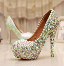 Cinderella Crystal Shoes Nightclub High Hell Shoes Shoes Bridal Свадебная обувь AB Crystal блеск для страхового ролика для вечеринки PROM 5424839