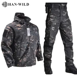 Jaquetas masculinas Han Wild Exército Jacketspants Soft Shell Roupas Tactical Jacket impermeável Homens Men Pilot Set