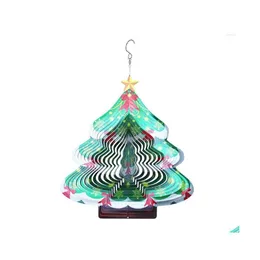 Christmas Decorations Christmas Decorations 3D Tree Metal Wind Spinner Stainless Steel Chime Decoration 30Cm/11.81Inch Indoor Outdoo Dhodk