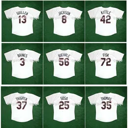 College Baseball bär 1989 Vintage Baseball Jersey Bo Jackson Frank Thomas Harold Baines Paul Konerko Mark Buehrle Ozzie Guillen Carlton Fisk Sammy Sosa Robin