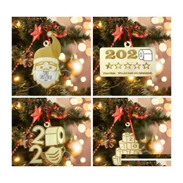 Christmas Decorations Christmas Decorations 4Pcs/Set 2022 Tree Wooden Ornament Hanging Santa Claus Paper Towel Modeling For Festival Dhcku