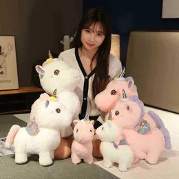 1Pc 2565Cm Kawaii Large Unicorn Dolls Cuddle Cute Angel Unicornio Pillow Filled Soft Animal Toy Birthday Gift For ldren J220729