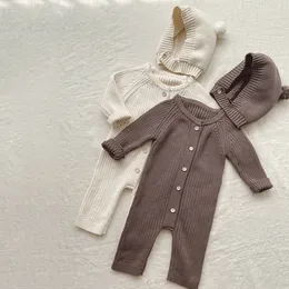 Ins Baby Kids Clothing KnittedRompers O-Neck Longleve Warm Romper 2色付き