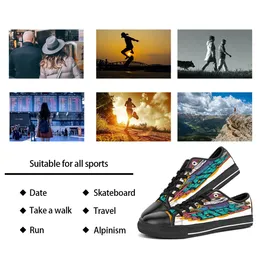 Scarpe personalizzate Tela classica Taglio basso Skateboard casual triplo nero Accetta personalizzazione Stampa UV sneakers basse sportive da uomo da donna Colore traspirante 709