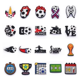 2023 benutzerdefinierte Cartoon Souvenir PVC Designer Schuh Charm Fußball Team Logo Spiele Croc Charms für Clog Dekoration