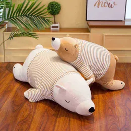 35110cm kawaii 옷을 입은 북극곰 포옹 큰 크기 슈퍼 부드러운 동물 베개 잠자는 베개 코드 아이 J220729