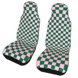 Bilstol täcker godisrosa och grönt checkerboard universal täcker fyra säsonger kvinnor rutig polyesterjakt