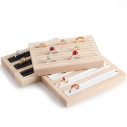 Jewelry Pouches HOONAA Bamboo Wood Tray Ring Display Earring Ear Stud Holder Earrings Stand Case Set Showcase