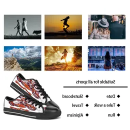 Männer Frauen DIY Custom Shoes Low Top Canvas Skateboard-Sneaker Triple Black Customization UV Drucksport-Sneaker Shizi 2165-4