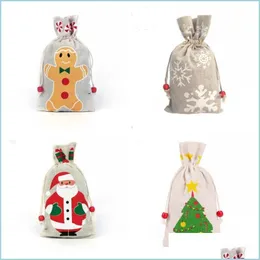 Andra festliga partier Party Supplies Snowflake Santa Claus Pattern Bundle Pocket Bag Christmas Tree Packing Packing PAGS PORTA DHWST