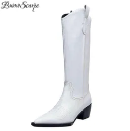 Buono Scarpe Retro Western Cowboy Long Boots Emelcodery Loined Bose Shoes Женская кожа Bota8824384