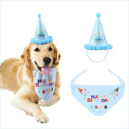 Party Hats Pet Birthday Party Hat With Mouth Towel Dog Birthdays Paper Caps Crown Prints Pets Supplies 9My E1 Drop Delivery Home Gar Dhgfp