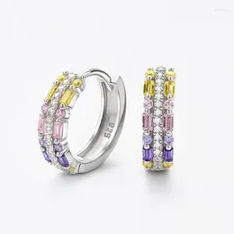 Hoop Earrings 925 Sterling Silver Fancy Colored High Carbon Diamond Created Moisanite For Women Gift Drop