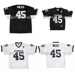 Abbigliamento da football americano universitario di alta qualità 1 # 45 Boobie Miles Maglia Permian Panther Tutte cucite Friday Night Lights Maglie da film Maglie da calcio bianche nere