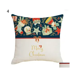 Cushion/Decorative Pillow Pillow Dust Proof Unique Xmas Printing Throw Er Party Supplies Polyester Square Pillowcase Washable For Ho Dhdkj