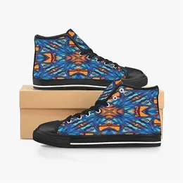 M￤n stitch skor anpassade sneakers canvas kvinnor mode svart vit orange mid cut andningsmode utomhus promenad f￤rg6