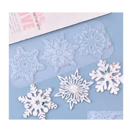 Juldekorationer Juldekorationer DIY Crystal Epoxy Mold Threelink Snowflake Pendant Casting Sile Handmade Making Decorati Dhyze