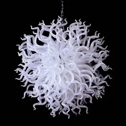 Hand Blown Glass Chandelier Lamps Dia32/40 Inches White Color Pendant Lights CE UL Certificate Crystal Chandeliers for Duplex Building Corridor Decorative LR1391
