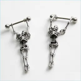 Party Favor Retro Skeleton Earrings Fashion Titanium Steel Designer Stud Stainless Skl Head Trendy Unisex 117 N2 Drop Delivery Home Dhkzv