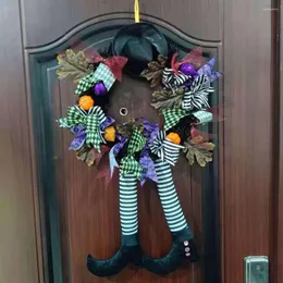 Dekorativa blommor 35 cm Halloween hängande ornament Lätt Witch Hat Wreath Creative Festive Atmosphere for Home Holiday Party Decor