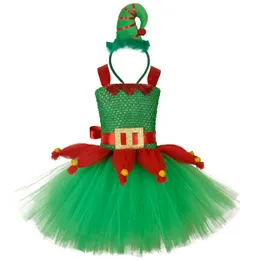 Fairy Girls Christmas Dresses Baby Girl Costume Presente Crianças Xmas Verde Verde Tutu Vestidos Crianças Vestido de Ano Novo FS7834 B1125