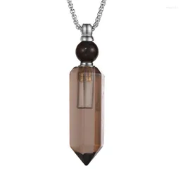 Pendant Necklaces SHINYGEM Gold-Plated Chain Quartz Crystal Glass Necklace Hexagonal Column Temperament Goddess Accessories Fashion Charm