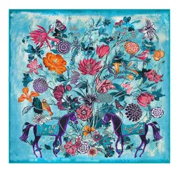 130 cm Ny silkescarf Square Floral Horse Print Shawl Beach Handduk Fashion Handduk 20227653059