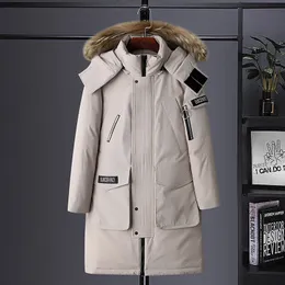 Piumino da uomo Parka Piumino invernale da uomo Parka lungo Piumino bianco Parka Cappotto Collo di pelliccia maschile Giacca spessa e calda Plumifero Hombre Soprabito nevoso 221125