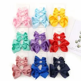 3st/Lot Solid Grosgrain Ribbon Bows Hair Clips Baby Girls Hairpins Adult Headwear Kids Hair Accessories Gifts Set Set