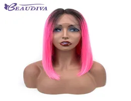 Korte kanten voorkant menselijk haarpruiken bob pruik vol en dikke tb roze Braziliaans Remy Hair 8370722