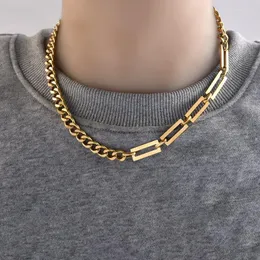 Choker Halskette Geometrie Titan Stahl Kubanische Ins Hip Hop Straße Dicke Kette Schlüsselbein Luxus Paar Geschenk