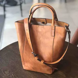 Saco de desenhista Motingsome 2022 Inverno Retro Sacos Genuínos Couro Lazer Mulheres Ombro Bolsa Estilo Americano Senhoras Bolsa Tote Balde De Luxo