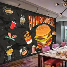 Обои на заказ какими -либо размерами фрески 3D Западный бургер жареный куриный фаст -фуд ресторана обои коридор роспись