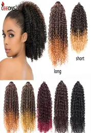Leeons Synthetic Curly Ponytail Afro Kinky Curly Drawstring Ponytail Ponytail Clip in Hair Extension短い髪のパンシニョンヘアピース2202