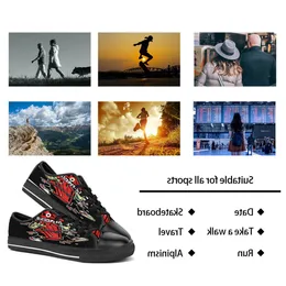 uomo donna scarpe personalizzate fai-da-te scarpe da ginnastica basse in tela da skateboard tripla personalizzazione nera scarpe da ginnastica sportive con stampa UV dongwu 3156-19