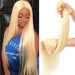 613 blond brazylijskie proste ludzkie włosy wyplatają całą głowę 3 sztuk/partia podwójne wątki doczepiane włosy typu remy