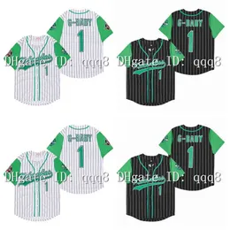 College Baseball Wears Movie Hardball #1 Jarius G-Baby Evans white DeWayne Warren Stitched Kekambas Film Black White Baseball Jerseys size S-XXXL