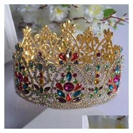 Wedding Hair Jewelry Vintage Barokowa Tiars Akcesoria Gold/Sier Colorf Crystals Księżniczka Oszałamiająca ślub Dhgarden Dhjd1