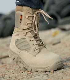 Men039s Zapatos de trabajo de cuero genuino impermeable encaje táctico bota táctica motocicleta hombres combate tobillo botas ejército militar 21122277542