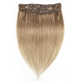 Kisshair 7 pezzi Clip nell'estensione dei capelli 8 Ash Blonde Color Remy Indian Brasilian Human Weave 100g 110G8422685
