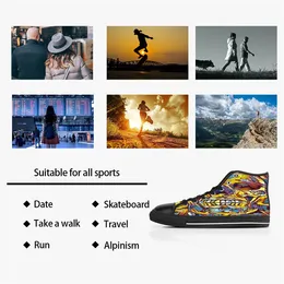 Männer Frauen DIY individuelle Schuhe Low Top Canvas Skateboard Sneakers Triple Black Individualisierung UV-Druck Sport Sneakers 525