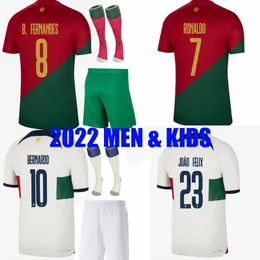 22 23 برتغافسا جواو فيليكس كرة القدم قمصان روبن برونو برناردو رونالدو فرنانديز برتغاب 2022 هوم برتغالي بعيدا قميص كرة القدم الرجال Kids Kids Diogo J.
