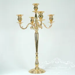 Party Decoration 10PCS 80cm Tall 5 Arms Candle Holder Metal Gold Candelabra For Wedding Reception Table Centerpiece