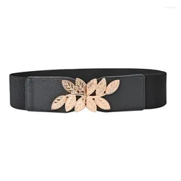 Belts Fashion Belt For Women High Quality Stretch Waistband Female Dresses Accessories Leaves Buckle Elastic Belt&cummerbunds 2022