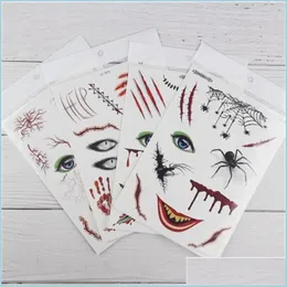 Other Festive Party Supplies Christmas Face And Scar Tattoo Sticker Halloween Flower Stickers Interesting Paste Unisex Party Birth Dhylk