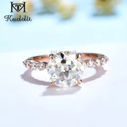 Solitaire Ring Kuololit OEC 14K 10K 585 Rose Gold S For Women 2CT 12ct Bubble Luxury Hide Halo Engagement 221119