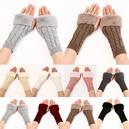 Winter Einfarbig Faux Kaninchen Fell Handschuhe Arm Hülse Abdeckung Wärmer Fingerlose Handgelenk Handschuhe Gestrickte Handschuh Mode Handschuhe