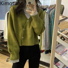Women's Sweaters Kimotimo Solid Vest Crop Top Women Korean Chic Simplicity V Neck Slope Buckle Sweater Autumn Solid Long Sleeve Vests J220915