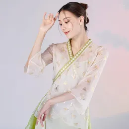 Scene Wear Fairy Classical Dance Tops Women Hanfu Chinese Outfit Chiffon Practice Performance Costume Festival Clothing JL4518