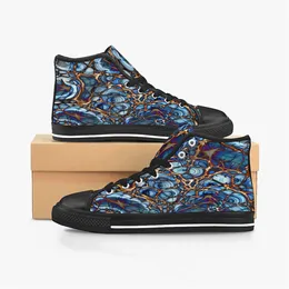 Custom Shoes Classic Canvas High Cut Skateboard Casual Triple Black Akzeptieren Sie die Anpassung UV -Druck Low Mens Damen Sport Sneakers atmungsaktive Farbe 847